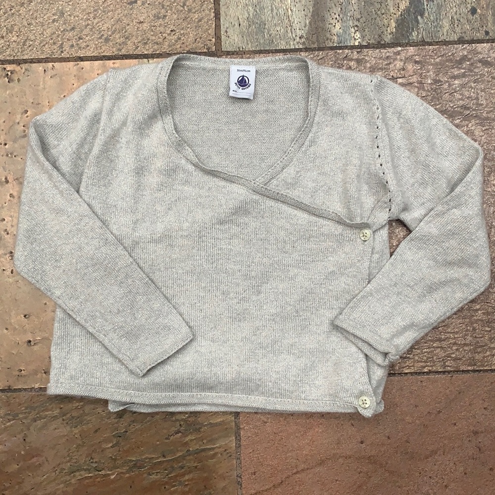WORN ONCE Petit Bateau silver cardigan size 36 months